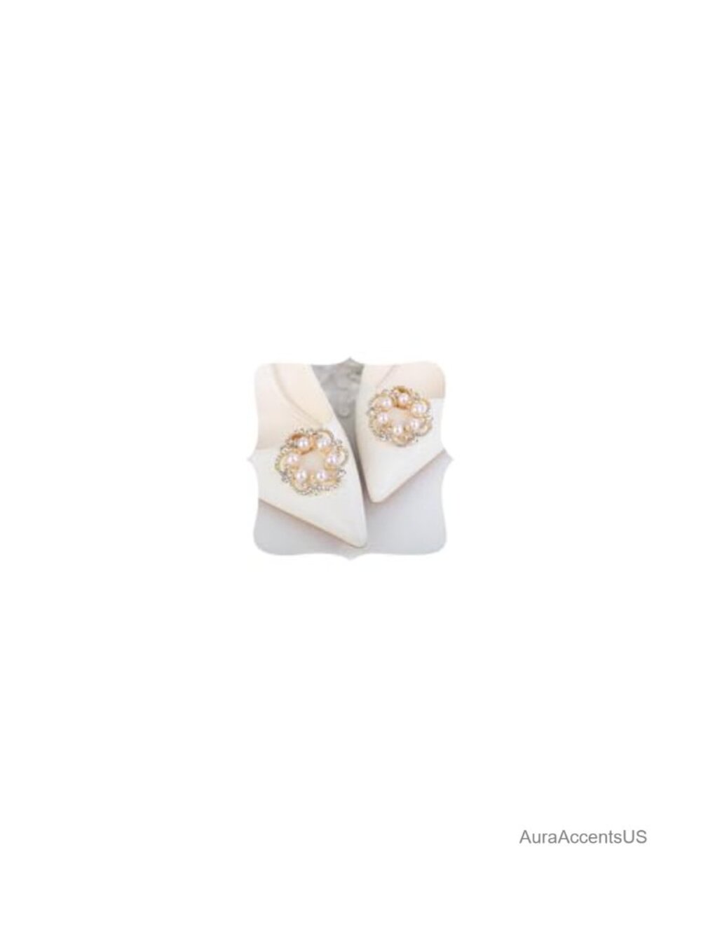 Pearl Rhinestone Shoe Clips Round Crystal Buckles Detachable Shoe Charms